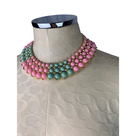 Iman Necklace Statement New Pink Green Adjustable 18"-21" - Picture 3 of 7